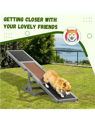 PawHut Wooden Pet Seesaw for Big Dogs, Dog Agility Equipment with Anti-Slip Surface - Grey