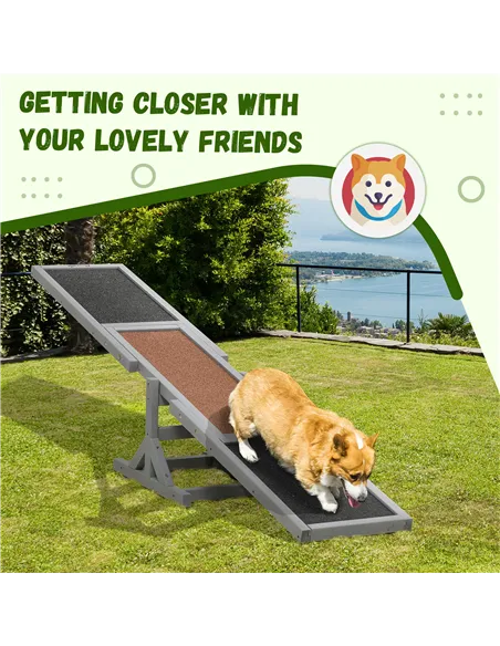 PawHut Wooden Pet Seesaw for Big Dogs, Dog Agility Equipment with Anti-Slip Surface - Grey