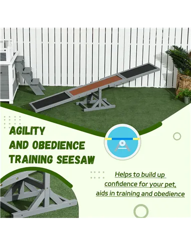 PawHut Wooden Pet Seesaw for Big Dogs, Dog Agility Equipment with Anti-Slip Surface - Grey