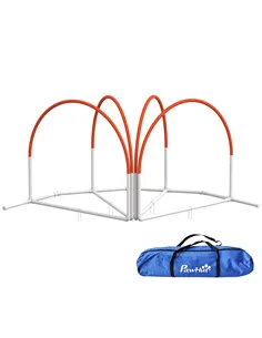 PawHut Dog Agility Equipment Set, Dog Agility Training Equipment for Dogs w/ Oxford Carry Bag, 4 PCS Weave Poles Orange