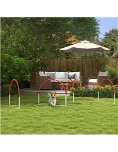 PawHut Dog Agility Equipment Set, Dog Agility Training Equipment for Dogs w/ Oxford Carry Bag, 4 PCS Weave Poles Orange 2
