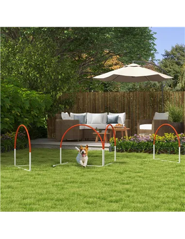 PawHut Dog Agility Equipment Set, Dog Agility Training Equipment for Dogs w/ Oxford Carry Bag, 4 PCS Weave Poles Orange