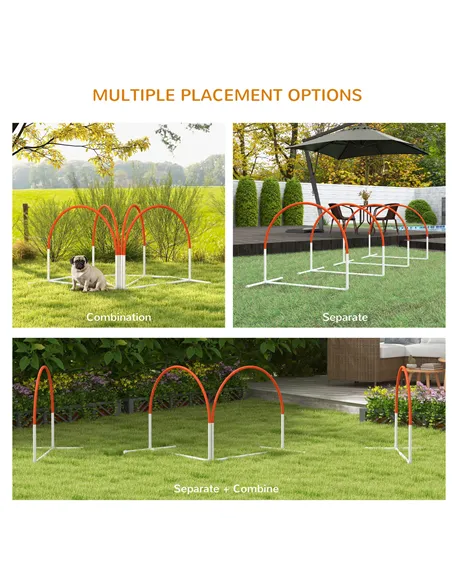 PawHut Dog Agility Equipment Set, Dog Agility Training Equipment for Dogs w/ Oxford Carry Bag, 4 PCS Weave Poles Orange