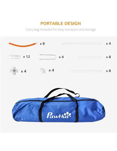 PawHut Dog Agility Equipment Set, Dog Agility Training Equipment for Dogs w/ Oxford Carry Bag, 4 PCS Weave Poles Orange