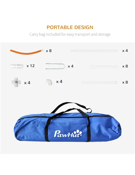 PawHut Dog Agility Equipment Set, Dog Agility Training Equipment for Dogs w/ Oxford Carry Bag, 4 PCS Weave Poles Orange