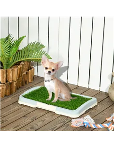 PawHut Puppy Training Pad, Indoor Portable Puppy Pad, with Artificial Grass, Grid, Panel, Tray, 46.5 x 34cm 2