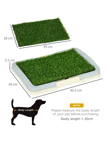 PawHut Puppy Training Pad, Indoor Portable Puppy Pad, with Artificial Grass, Grid, Panel, Tray, 46.5 x 34cm