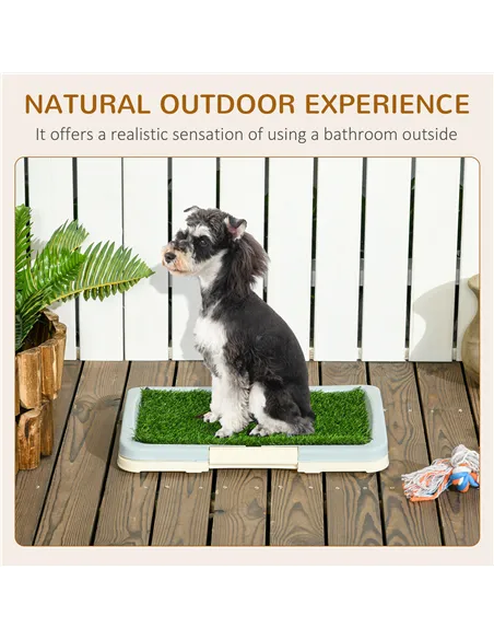 PawHut Puppy Training Pad, Indoor Portable Puppy Pad, with Artificial Grass, Grid, Panel, Tray, 46.5 x 34cm