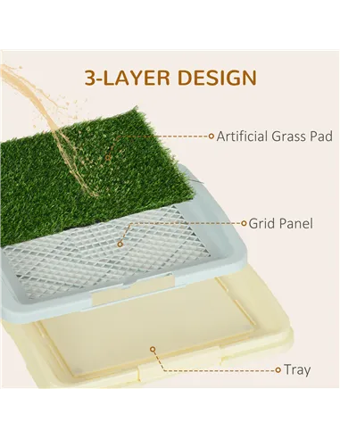 PawHut Puppy Training Pad, Indoor Portable Puppy Pad, with Artificial Grass, Grid, Panel, Tray, 46.5 x 34cm