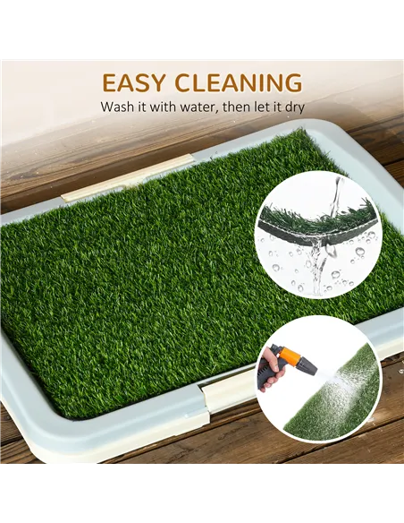 PawHut Puppy Training Pad, Indoor Portable Puppy Pad, with Artificial Grass, Grid, Panel, Tray, 46.5 x 34cm