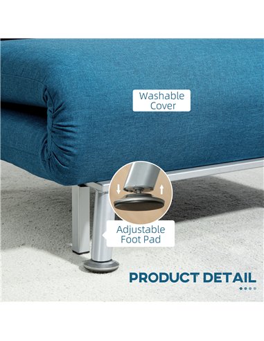 HOMCOM Single Linen-Look Sleeper Chair - Blue