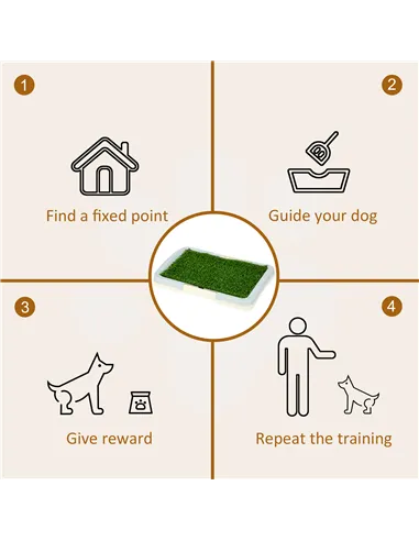 PawHut Puppy Training Pad, Indoor Portable Puppy Pad, with Artificial Grass, Grid, Panel, Tray, 46.5 x 34cm