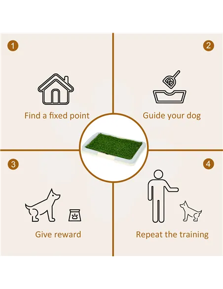 PawHut Puppy Training Pad, Indoor Portable Puppy Pad, with Artificial Grass, Grid, Panel, Tray, 46.5 x 34cm