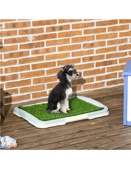 PawHut Puppy Training Pad, Indoor Portable Puppy Pad, with Artificial Grass, Grid, Panel, Tray, 63 x 48.5cm