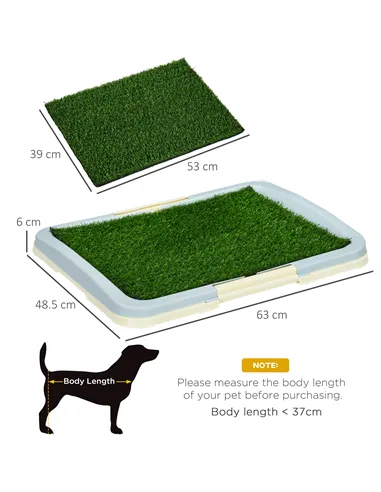 PawHut Puppy Training Pad, Indoor Portable Puppy Pad, with Artificial Grass, Grid, Panel, Tray, 63 x 48.5cm