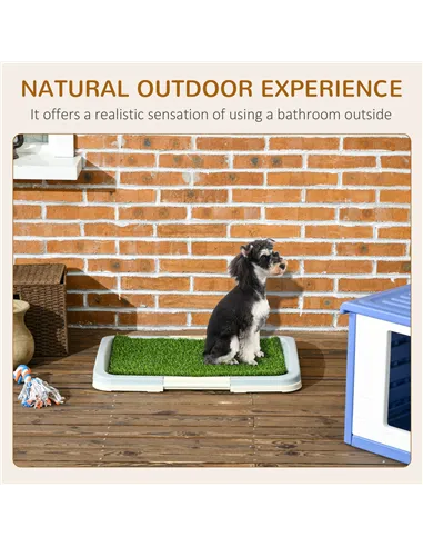 PawHut Puppy Training Pad, Indoor Portable Puppy Pad, with Artificial Grass, Grid, Panel, Tray, 63 x 48.5cm