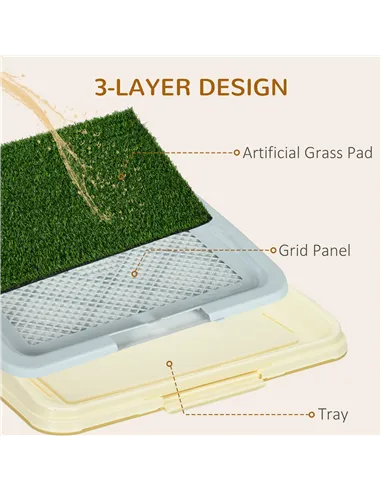 PawHut Puppy Training Pad, Indoor Portable Puppy Pad, with Artificial Grass, Grid, Panel, Tray, 63 x 48.5cm