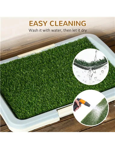 PawHut Puppy Training Pad, Indoor Portable Puppy Pad, with Artificial Grass, Grid, Panel, Tray, 63 x 48.5cm