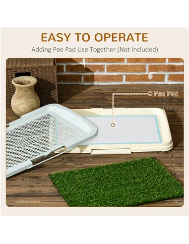 PawHut Puppy Training Pad, Indoor Portable Puppy Pad, with Artificial Grass, Grid, Panel, Tray, 63 x 48.5cm