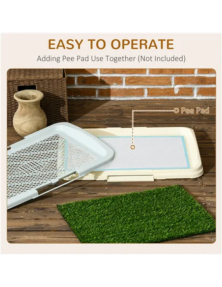 PawHut Puppy Training Pad, Indoor Portable Puppy Pad, with Artificial Grass, Grid, Panel, Tray, 63 x 48.5cm