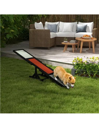 PawHut Wooden Pet Seesaw for Big Dogs, Dog Agility Equipment with Anti-Slip Surface - Black