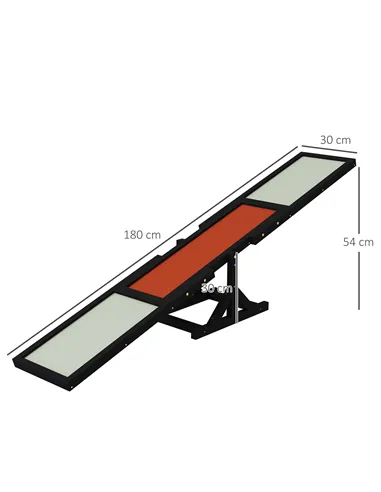 PawHut Wooden Pet Seesaw for Big Dogs, Dog Agility Equipment with Anti-Slip Surface - Black