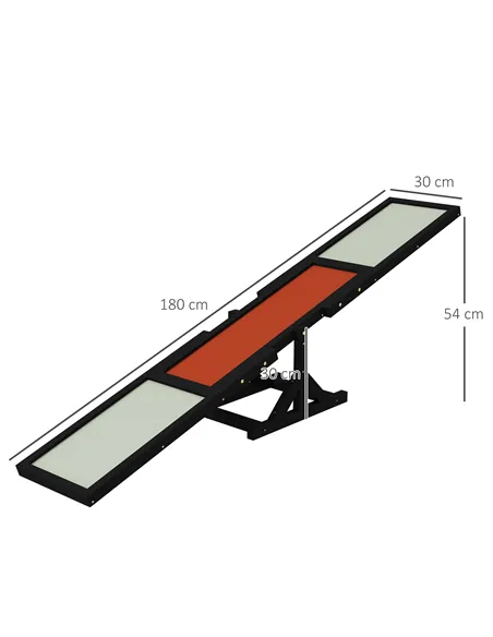 PawHut Wooden Pet Seesaw for Big Dogs, Dog Agility Equipment with Anti-Slip Surface - Black