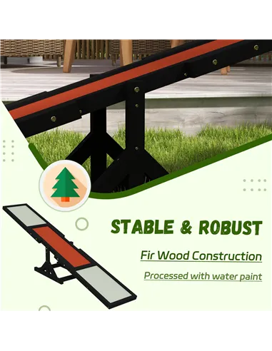 PawHut Wooden Pet Seesaw for Big Dogs, Dog Agility Equipment with Anti-Slip Surface - Black