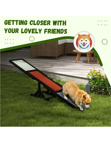 PawHut Wooden Pet Seesaw for Big Dogs, Dog Agility Equipment with Anti-Slip Surface - Black