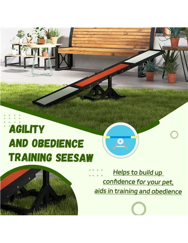 PawHut Wooden Pet Seesaw for Big Dogs, Dog Agility Equipment with Anti-Slip Surface - Black