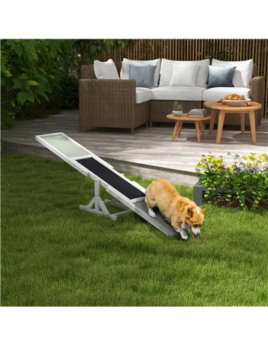 PawHut Wooden Pet Seesaw for Big Dogs, Dog Agility Equipment with Anti-Slip Surface - White
