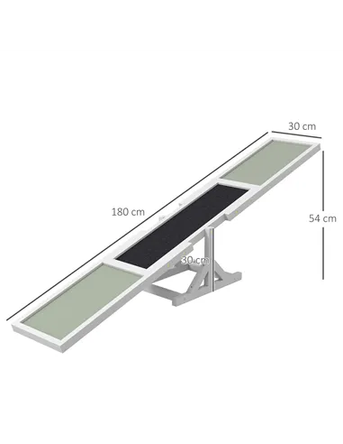 PawHut Wooden Pet Seesaw for Big Dogs, Dog Agility Equipment with Anti-Slip Surface - White