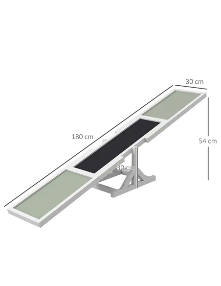 PawHut Wooden Pet Seesaw for Big Dogs, Dog Agility Equipment with Anti-Slip Surface - White