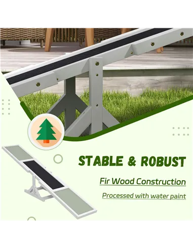 PawHut Wooden Pet Seesaw for Big Dogs, Dog Agility Equipment with Anti-Slip Surface - White