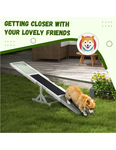 PawHut Wooden Pet Seesaw for Big Dogs, Dog Agility Equipment with Anti-Slip Surface - White