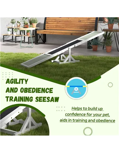 PawHut Wooden Pet Seesaw for Big Dogs, Dog Agility Equipment with Anti-Slip Surface - White