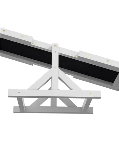 PawHut Wooden Pet Seesaw for Big Dogs, Dog Agility Equipment with Anti-Slip Surface - White