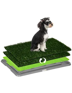 PawHut Artificial Grass Dog Toilet with Tray for Potty Training Indoor Outdoor, 2 Packs, 67 x 41cm