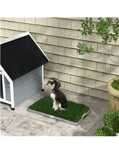 PawHut Artificial Grass Dog Toilet with Tray for Potty Training Indoor Outdoor, 2 Packs, 67 x 41cm 2