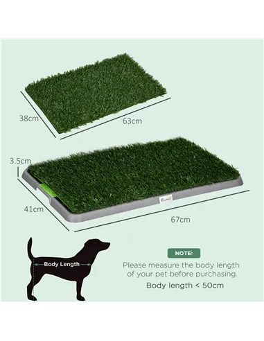 PawHut Artificial Grass Dog Toilet with Tray for Potty Training Indoor Outdoor, 2 Packs, 67 x 41cm