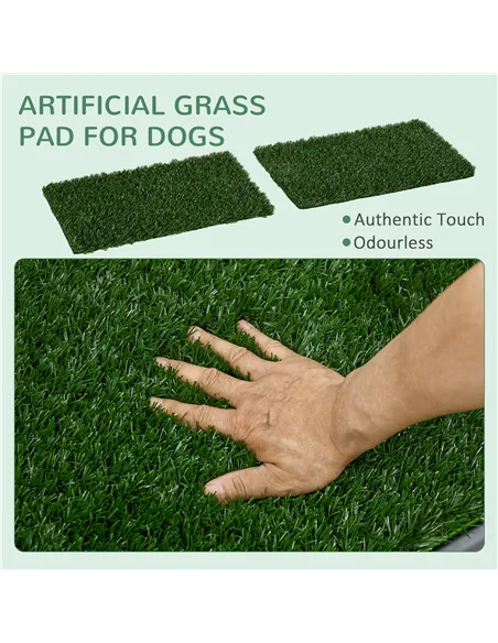 PawHut Artificial Grass Dog Toilet with Tray for Potty Training Indoor Outdoor, 2 Packs, 67 x 41cm