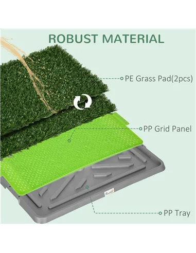 PawHut Artificial Grass Dog Toilet with Tray for Potty Training Indoor Outdoor, 2 Packs, 67 x 41cm
