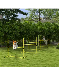 PawHut 4 Pieces Dog Agility Training Equipment, Adjustable Height Jumps Hurdle with Carrying Bag for Outdoor, Yellow 2