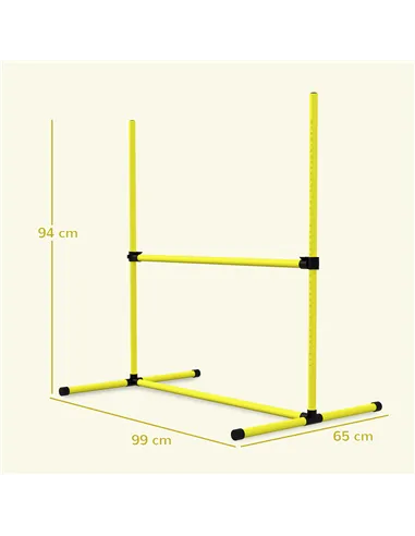 PawHut 4 Pieces Dog Agility Training Equipment, Adjustable Height Jumps Hurdle with Carrying Bag for Outdoor, Yellow