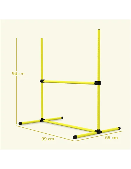 PawHut 4 Pieces Dog Agility Training Equipment, Adjustable Height Jumps Hurdle with Carrying Bag for Outdoor, Yellow