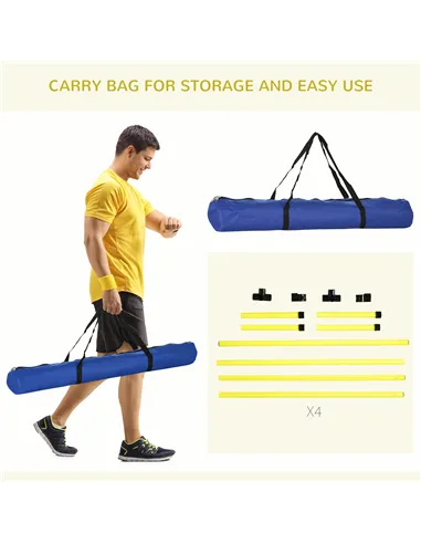 PawHut 4 Pieces Dog Agility Training Equipment, Adjustable Height Jumps Hurdle with Carrying Bag for Outdoor, Yellow