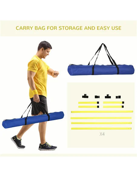 PawHut 4 Pieces Dog Agility Training Equipment, Adjustable Height Jumps Hurdle with Carrying Bag for Outdoor, Yellow