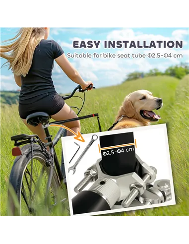 PawHut Dog Lead for Bicycle, Dog Leash for Cycling, Training, Jogging, Black