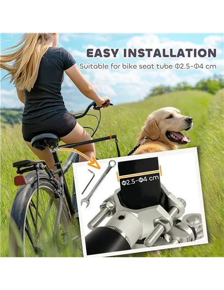 PawHut Dog Lead for Bicycle, Dog Leash for Cycling, Training, Jogging, Black