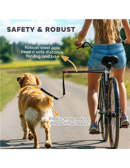 PawHut Dog Lead for Bicycle, Dog Leash for Cycling, Training, Jogging, Black